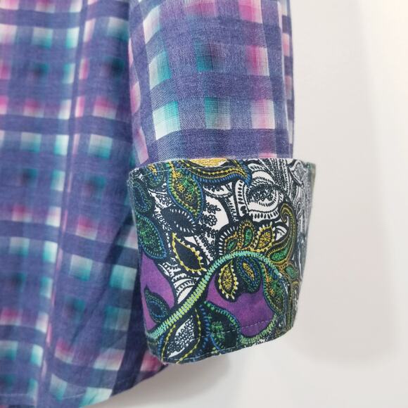 Robert Graham Plaid Multicolor Button Down Shirt Long Sleeves 100% Cotton - Picture 11 of 14